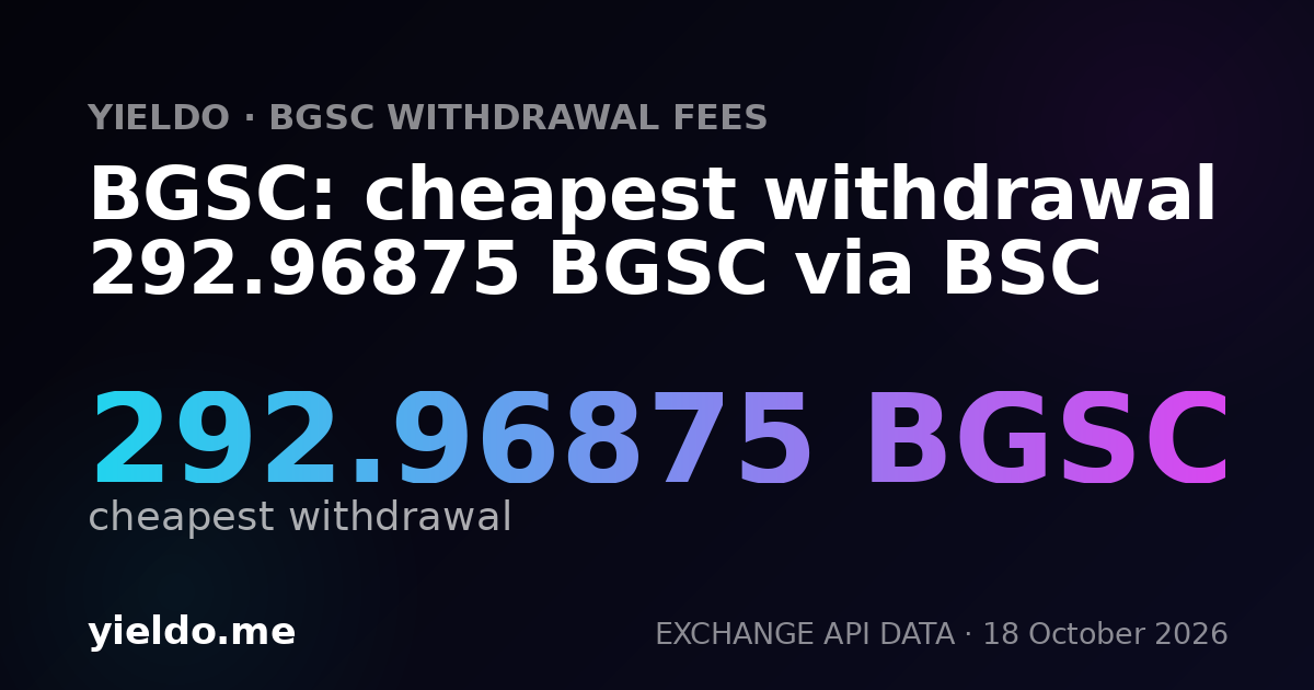 BGSC: cheapest withdrawal 294.69548134 BGSC via BSC