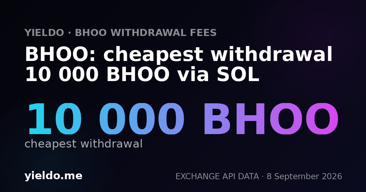 BHOO: cheapest withdrawal 10 000 BHOO via SOL