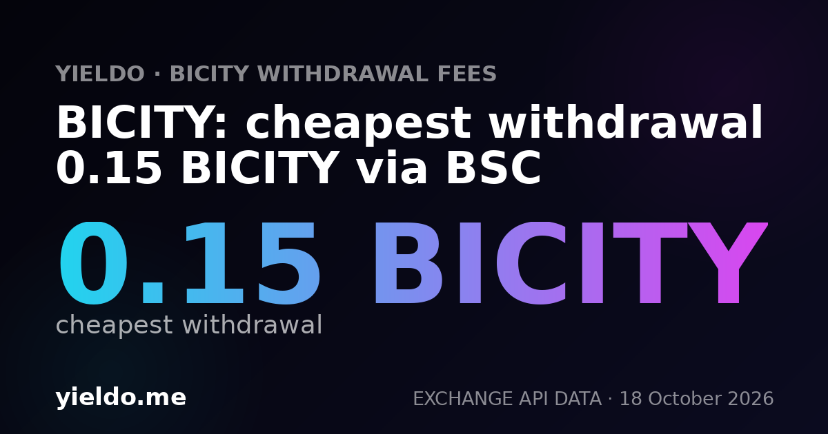 BICITY: cheapest withdrawal 0.15 BICITY via BSC