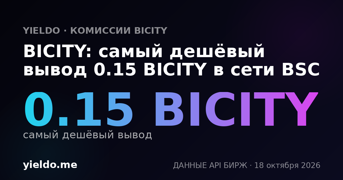 BICITY: самый дешёвый вывод 0.15 BICITY в сети BSC