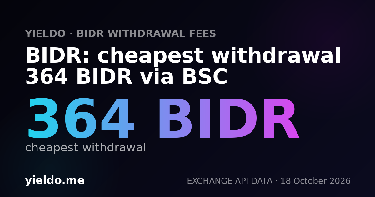 BIDR: cheapest withdrawal 364 BIDR via BSC