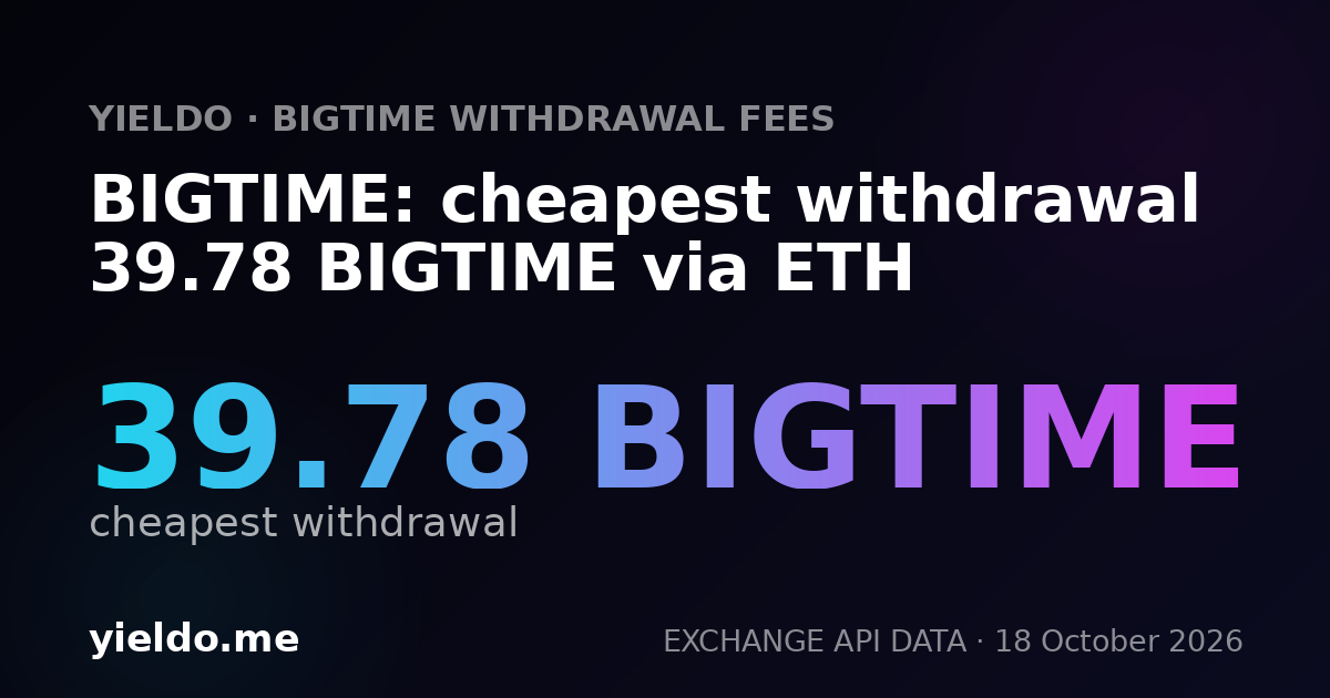 BIGTIME: cheapest withdrawal 39.23 BIGTIME via ETH