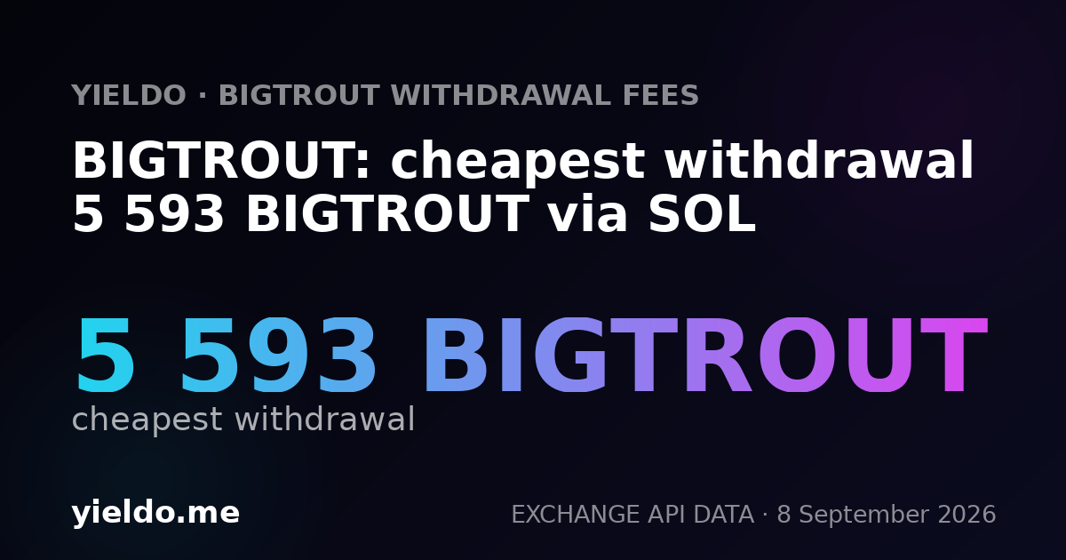 BIGTROUT: cheapest withdrawal 5 593 BIGTROUT via SOL