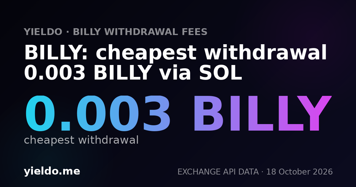 BILLY: cheapest withdrawal 0.003 BILLY via SOL