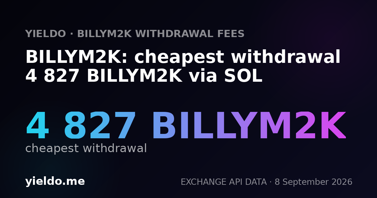 BILLYM2K: cheapest withdrawal 4 827 BILLYM2K via SOL