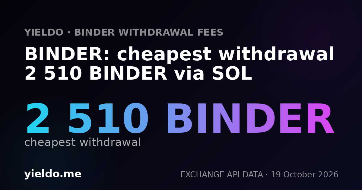 BINDER: cheapest withdrawal 2 510 BINDER via SOL