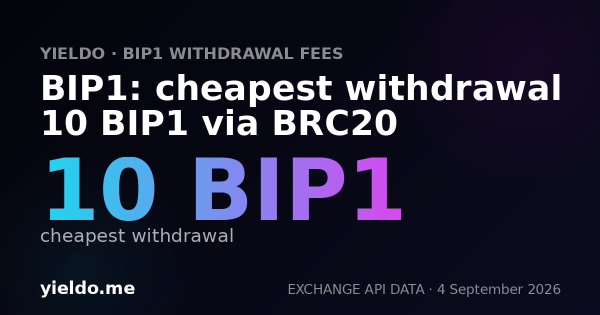 BIP1: cheapest withdrawal 10 BIP1 via BRC20