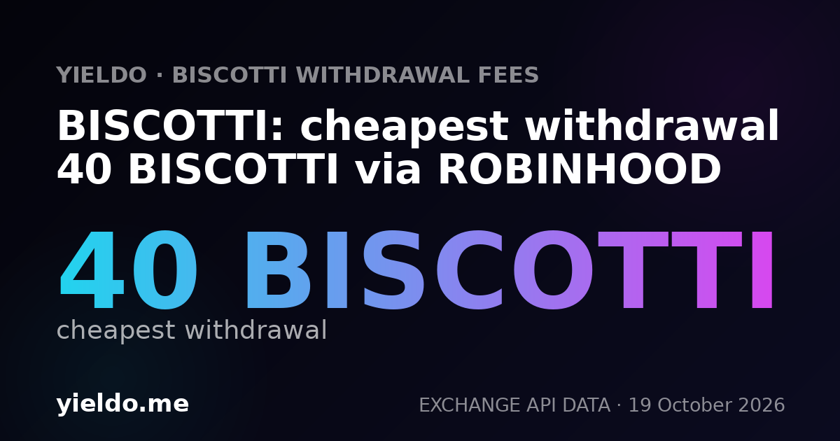 BISCOTTI: cheapest withdrawal 40 BISCOTTI via ROBINHOOD