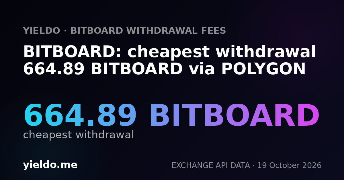 BITBOARD: cheapest withdrawal 664.89 BITBOARD via POLYGON