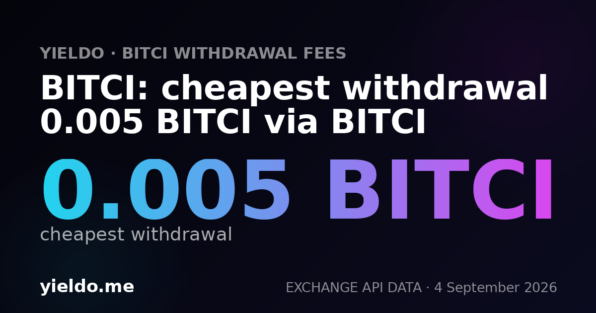 BITCI: cheapest withdrawal 0.005 BITCI via BITCI