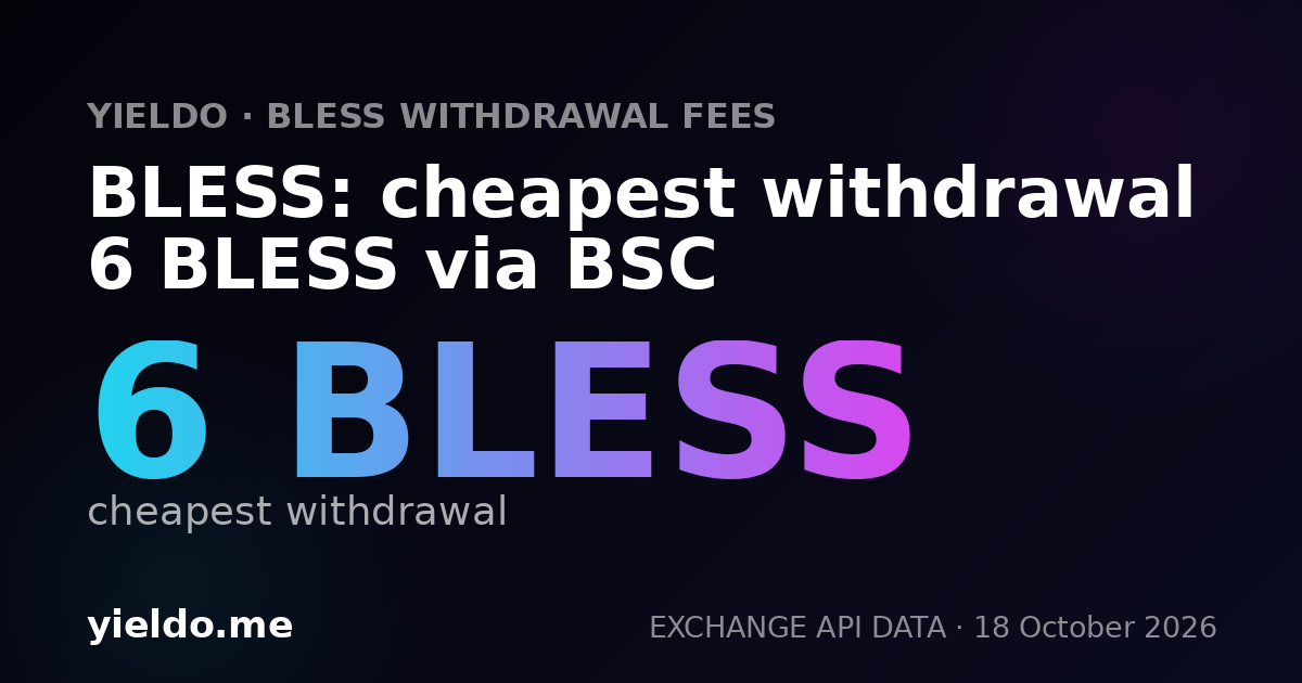 BLESS: cheapest withdrawal 6 BLESS via BSC