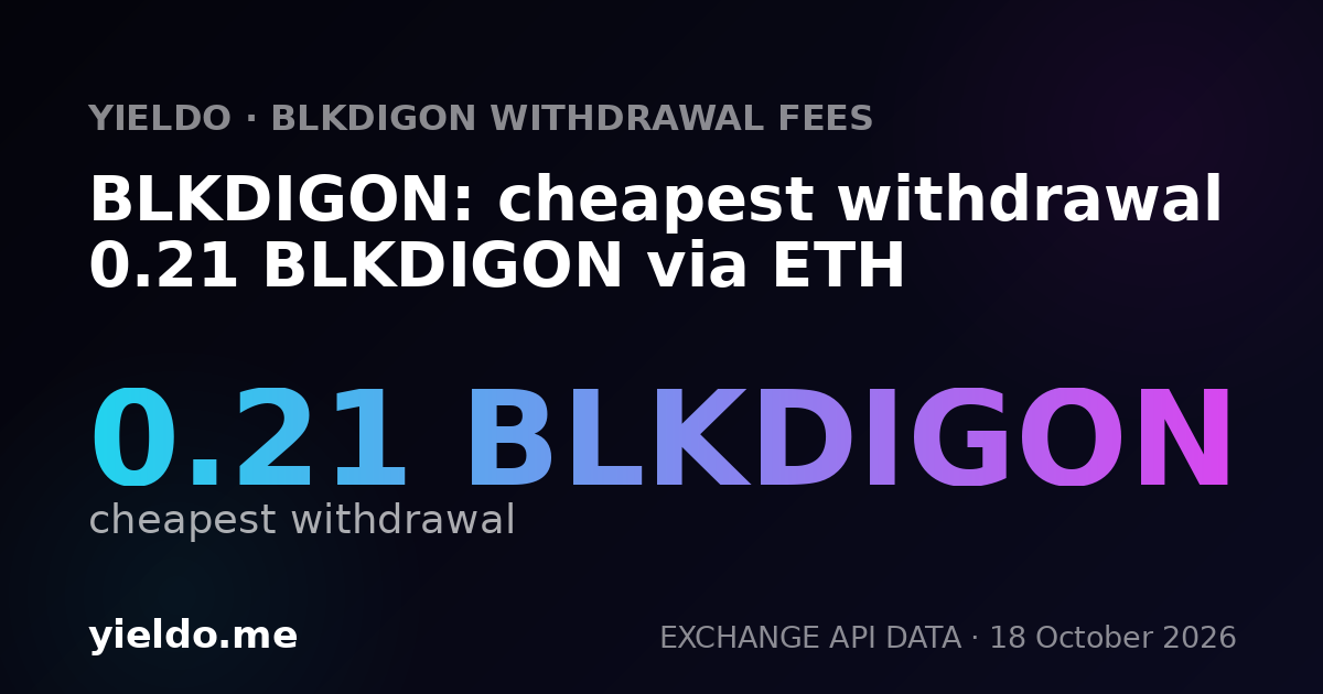 BLKDIGON: cheapest withdrawal 0.21 BLKDIGON via ETH