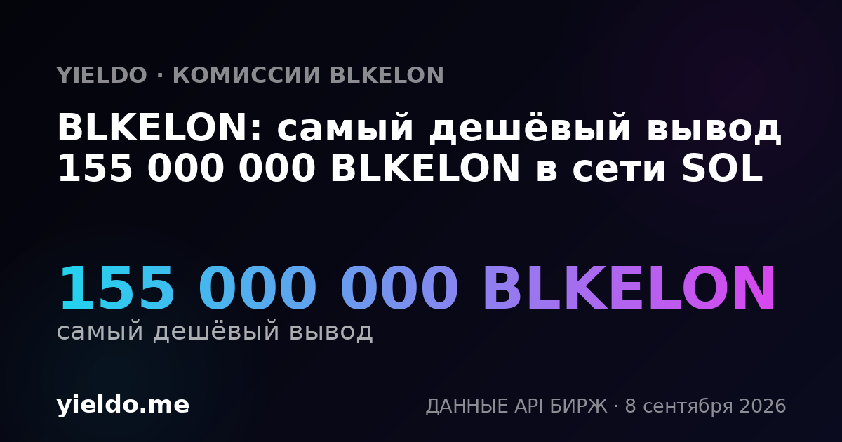 BLKELON: самый дешёвый вывод 155 000 000 BLKELON в сети SOL