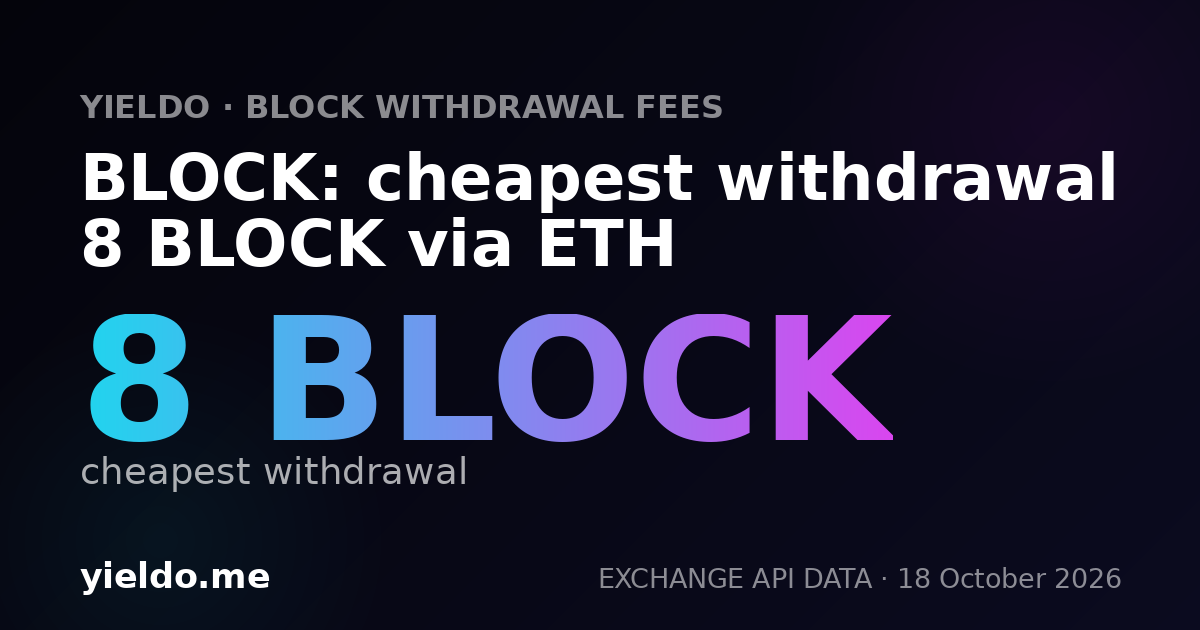 BLOCK: cheapest withdrawal 8 BLOCK via ETH