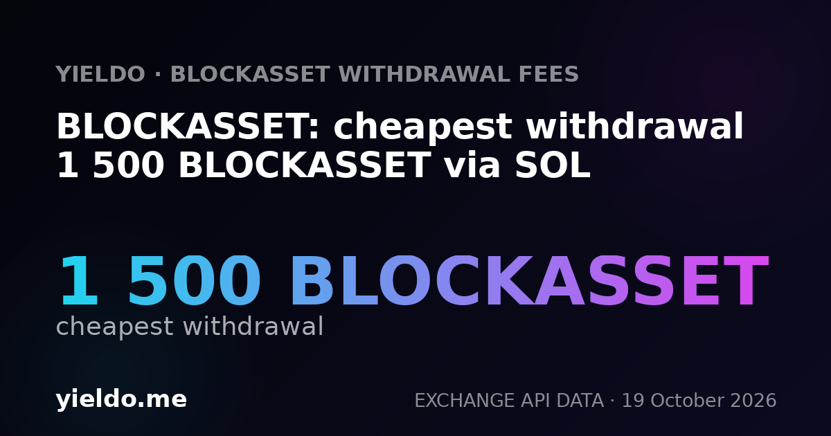 BLOCKASSET: cheapest withdrawal 1 500 BLOCKASSET via SOL