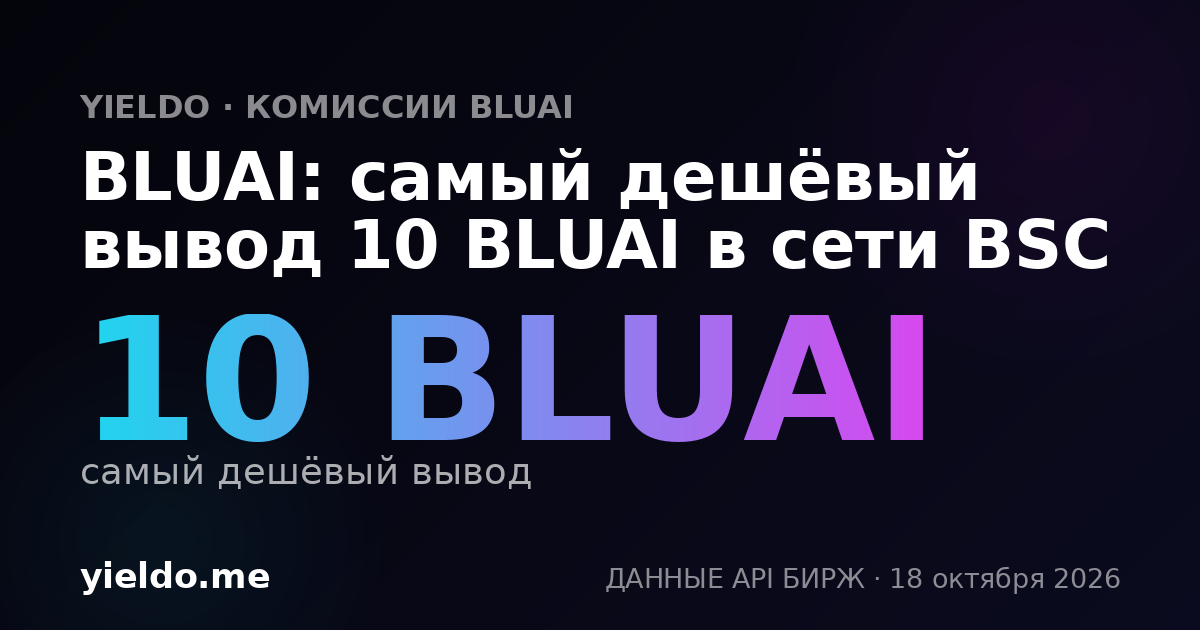 BLUAI: самый дешёвый вывод 10 BLUAI в сети BSC
