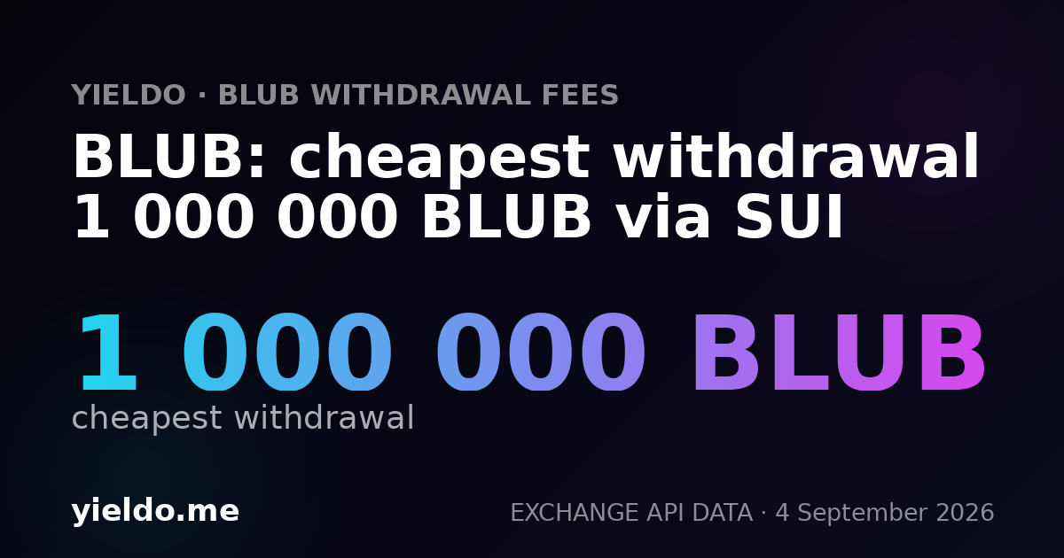 BLUB: cheapest withdrawal 1 000 000 BLUB via SUI