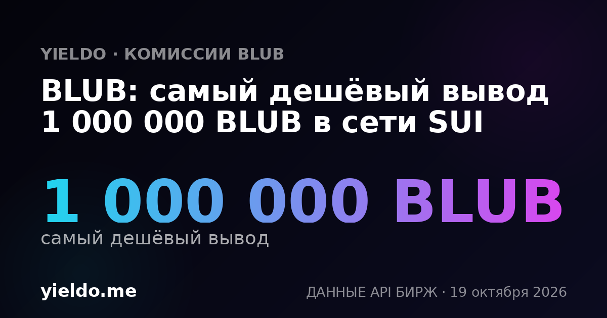 BLUB: самый дешёвый вывод 1 000 000 BLUB в сети SUI