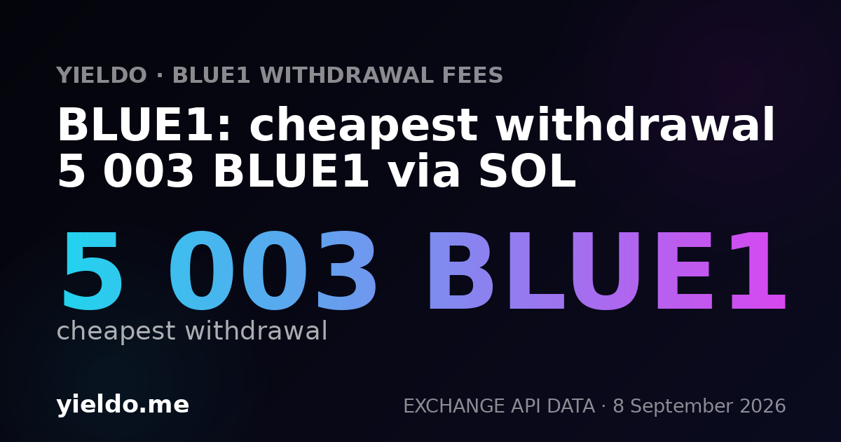 BLUE1: cheapest withdrawal 5 003 BLUE1 via SOL