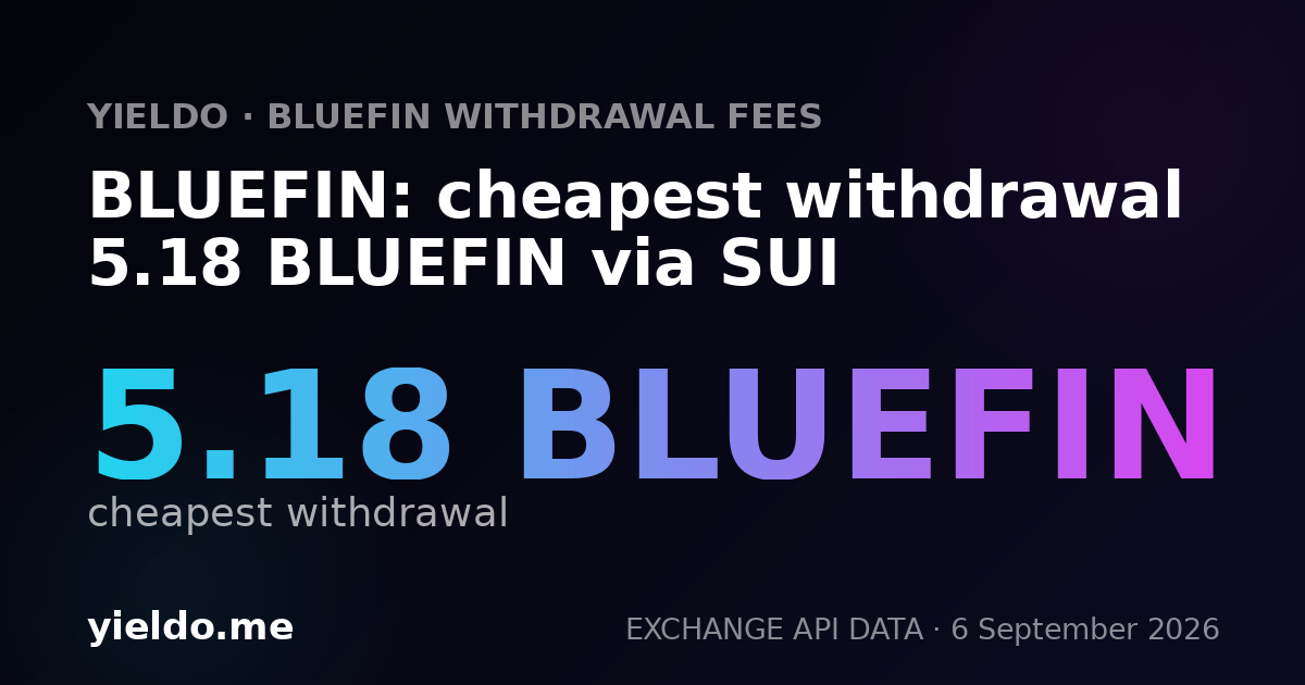 BLUEFIN: cheapest withdrawal 5.18 BLUEFIN via SUI