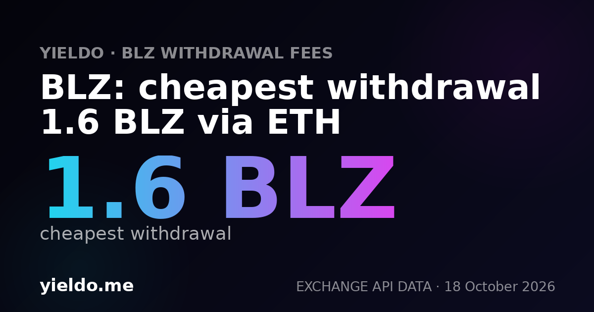 BLZ: cheapest withdrawal 1.6 BLZ via ETH