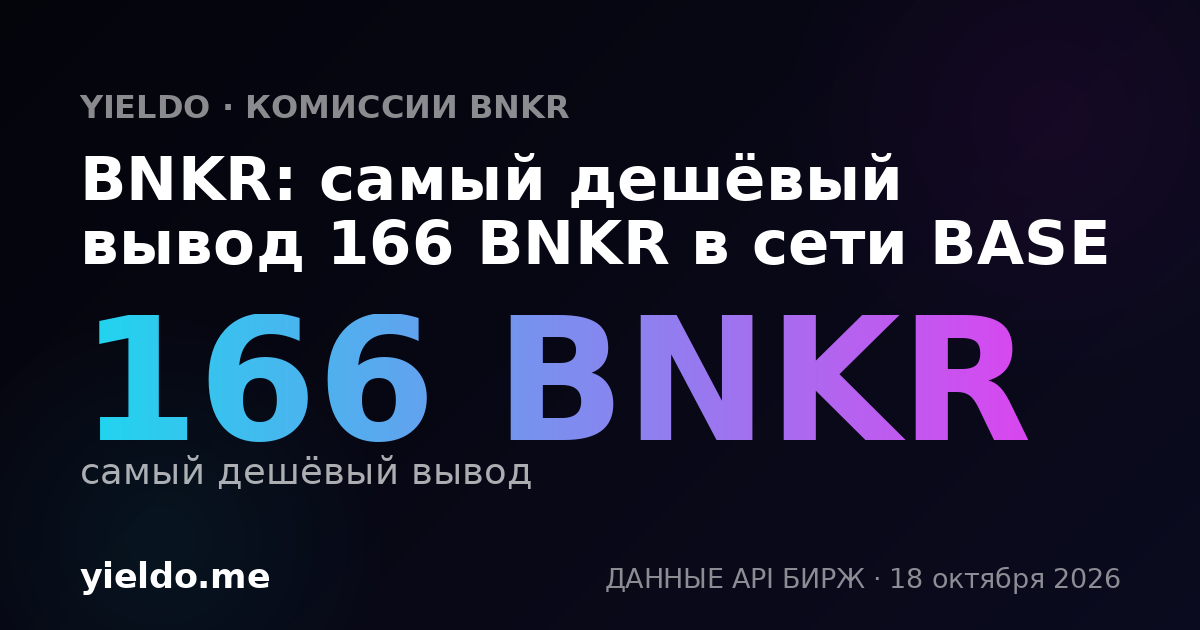 BNKR: самый дешёвый вывод 166 BNKR в сети BASE