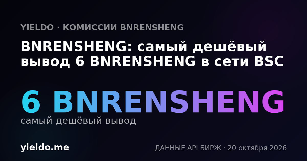 BNRENSHENG: самый дешёвый вывод 6 BNRENSHENG в сети BSC