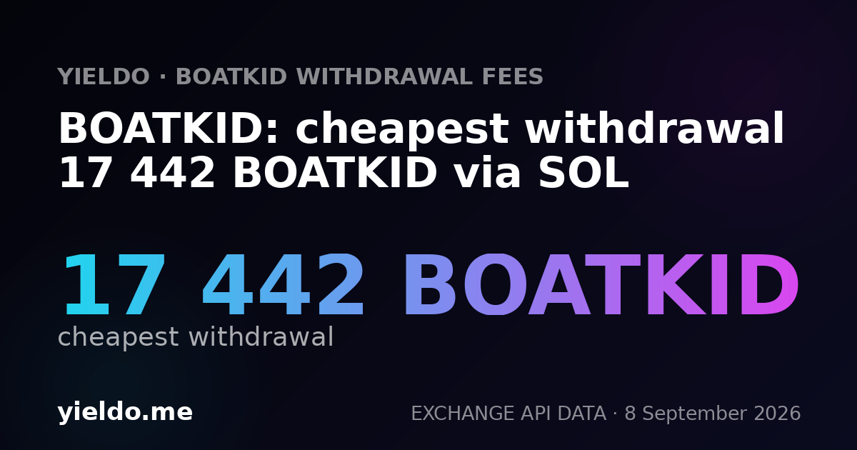BOATKID: cheapest withdrawal 17 442 BOATKID via SOL