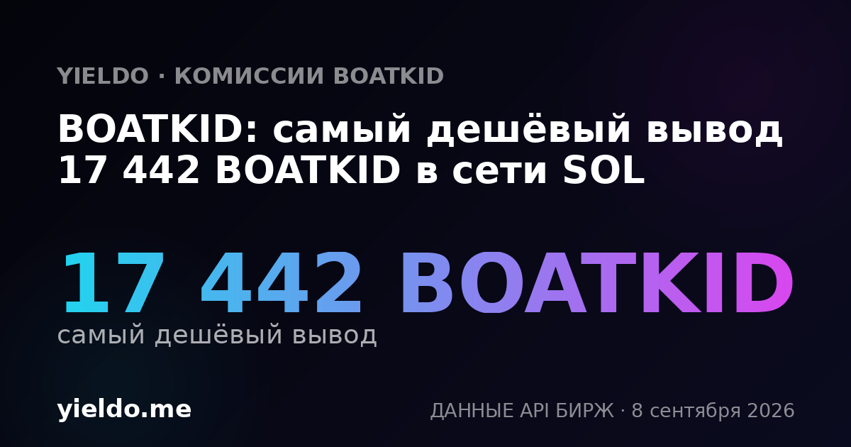 BOATKID: самый дешёвый вывод 17 442 BOATKID в сети SOL