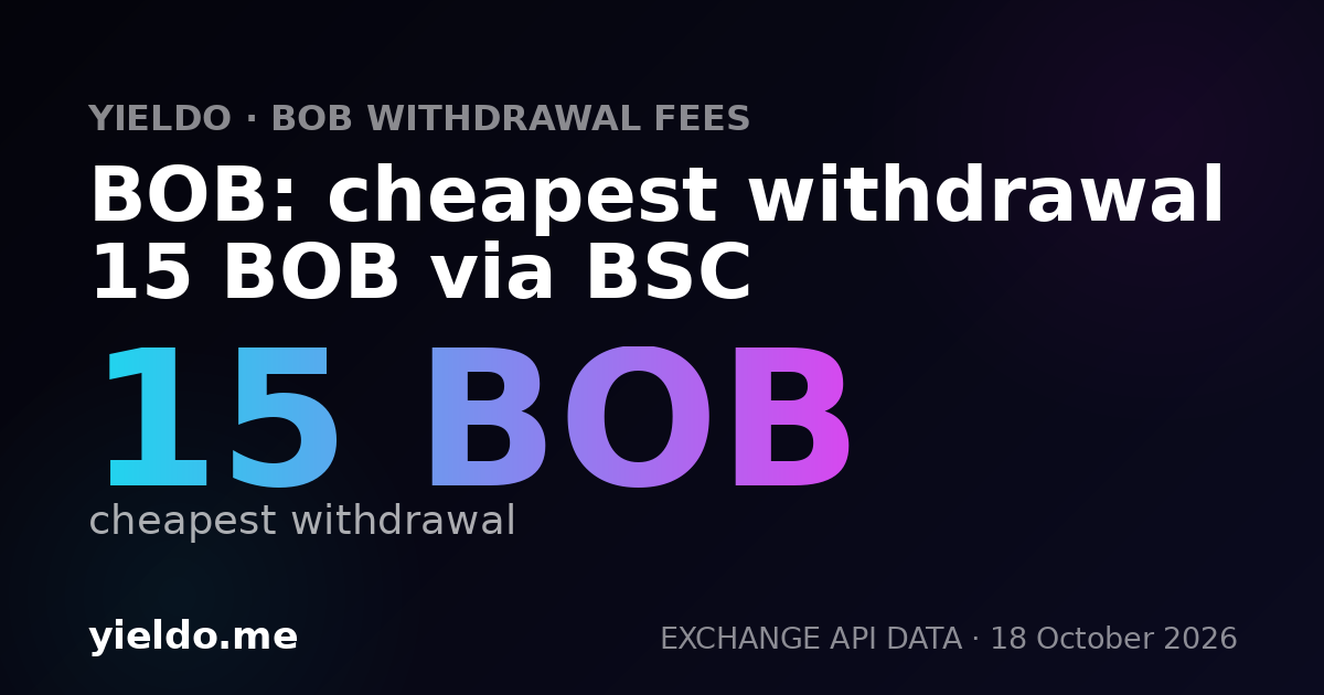 BOB: cheapest withdrawal 15 BOB via BSC