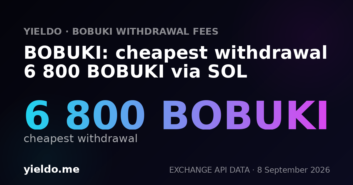 BOBUKI: cheapest withdrawal 6 800 BOBUKI via SOL