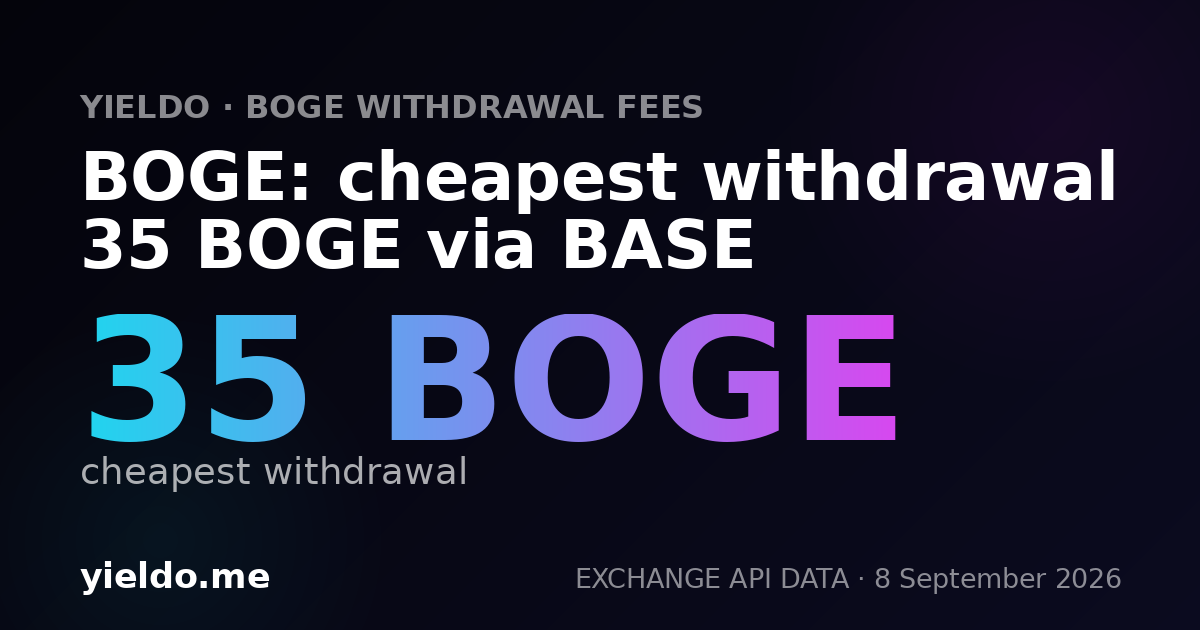 BOGE: cheapest withdrawal 35 BOGE via BASE