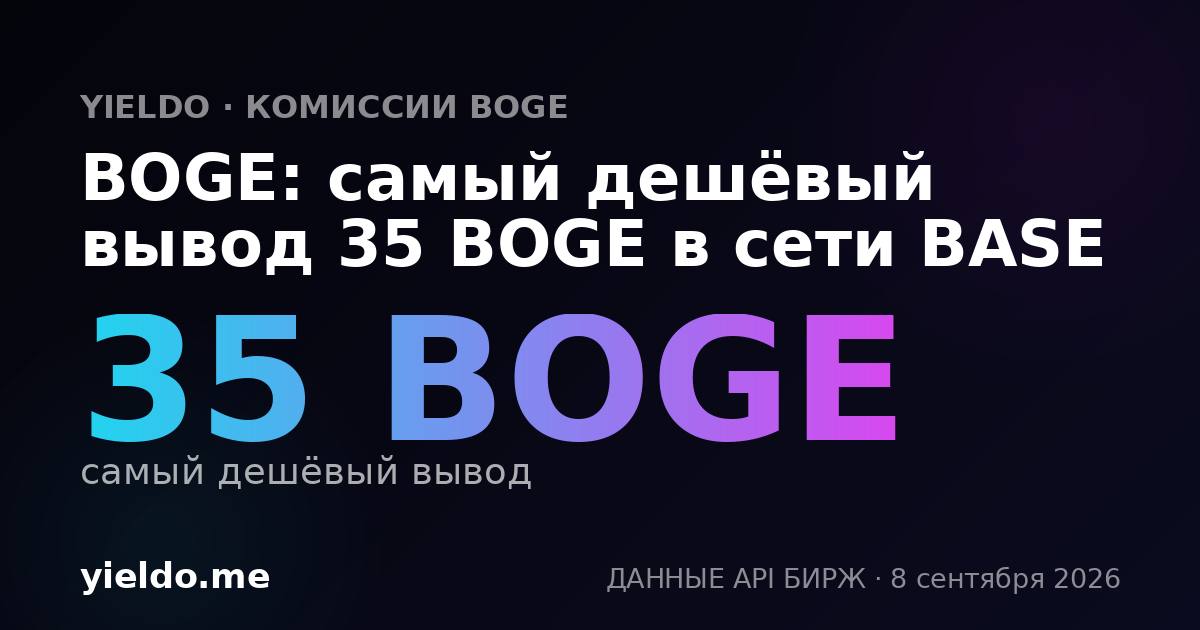 BOGE: самый дешёвый вывод 35 BOGE в сети BASE