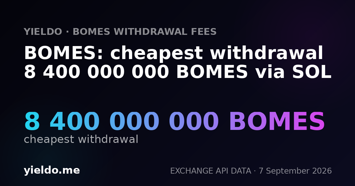 BOMES: cheapest withdrawal 8 400 000 000 BOMES via SOL