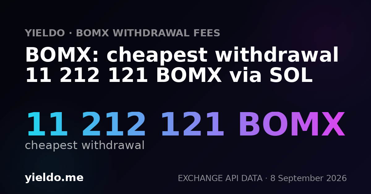 BOMX: cheapest withdrawal 11 212 121 BOMX via SOL