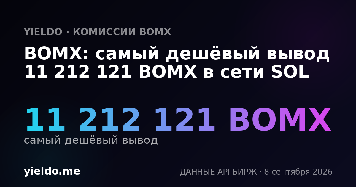 BOMX: самый дешёвый вывод 11 212 121 BOMX в сети SOL