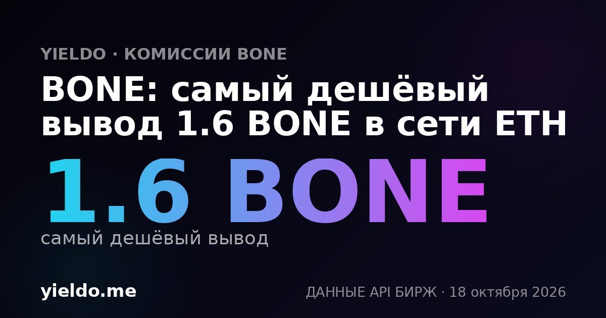 BONE: самый дешёвый вывод 1.6 BONE в сети ETH