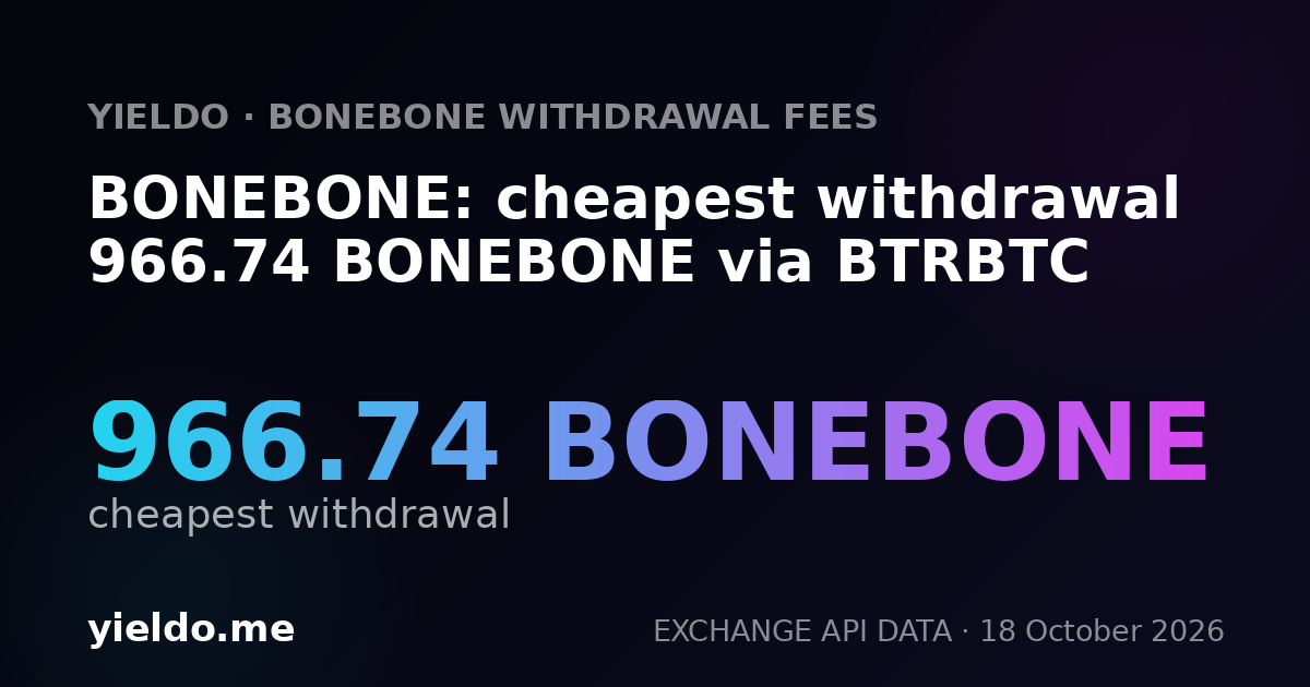 BONEBONE: cheapest withdrawal 966.74 BONEBONE via BTRBTC