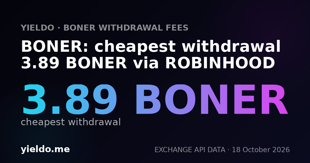 BONER: cheapest withdrawal 3.89 BONER via ROBINHOOD
