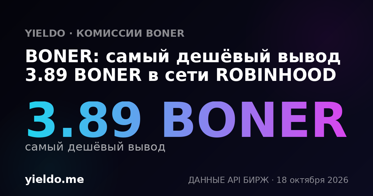 BONER: самый дешёвый вывод 3.89 BONER в сети ROBINHOOD