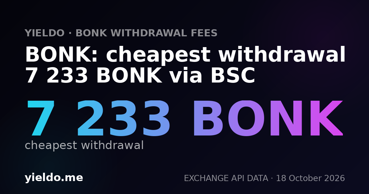 BONK: cheapest withdrawal 7 233 BONK via BSC