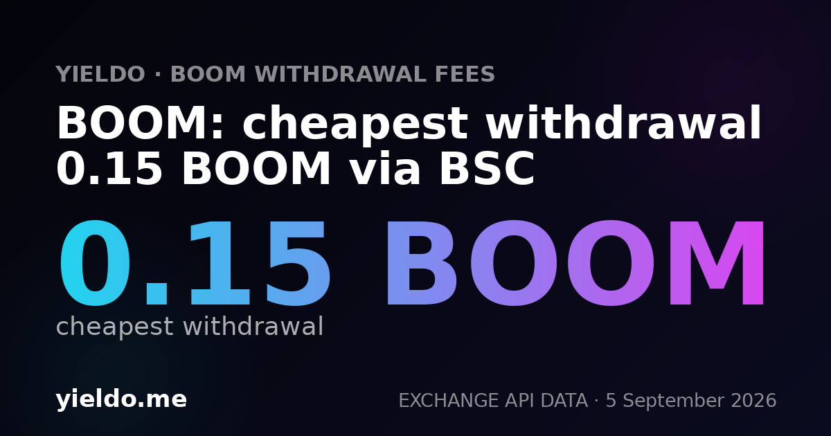 BOOM: cheapest withdrawal 0.15 BOOM via BSC