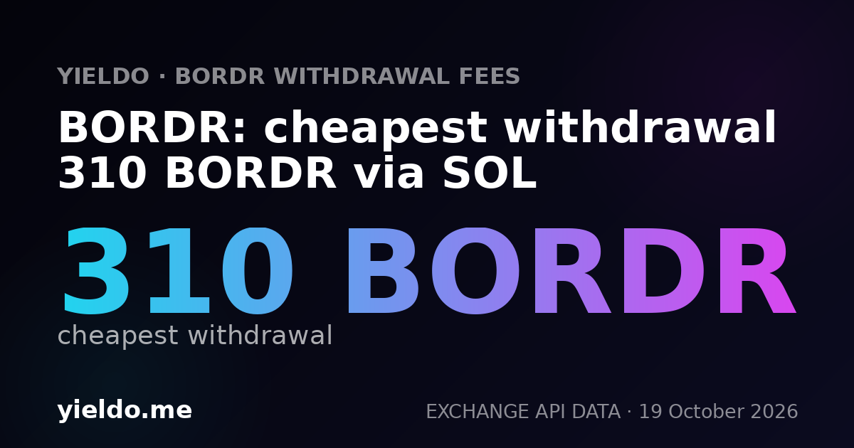 BORDR: cheapest withdrawal 308 BORDR via SOL