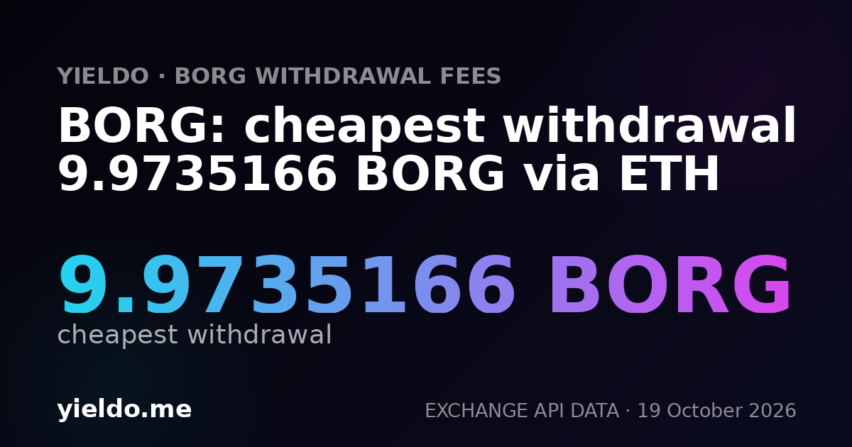 BORG: cheapest withdrawal 9.9735166 BORG via ETH