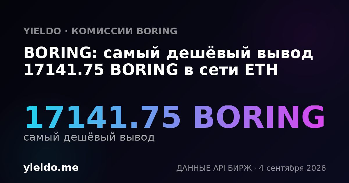 BORING: самый дешёвый вывод 17141.75 BORING в сети ETH