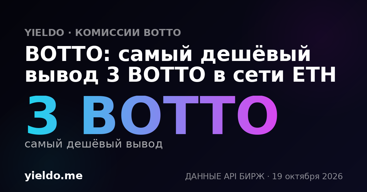 BOTTO: самый дешёвый вывод 3 BOTTO в сети ETH