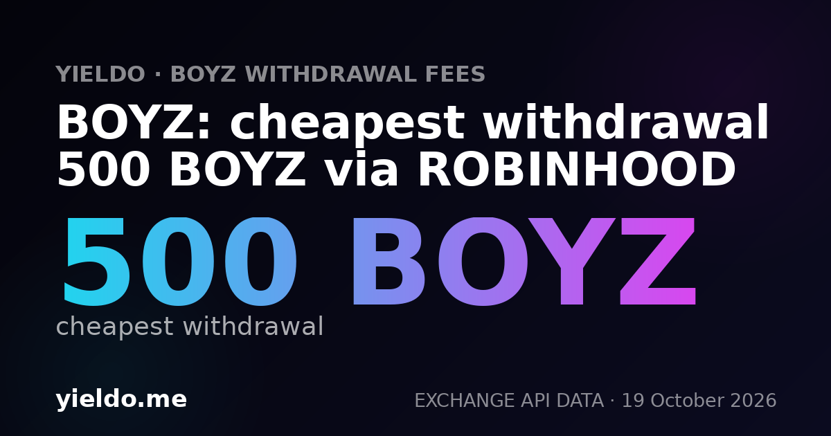 BOYZ: cheapest withdrawal 500 BOYZ via ROBINHOOD