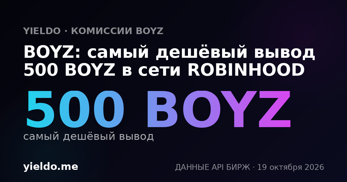BOYZ: самый дешёвый вывод 500 BOYZ в сети ROBINHOOD