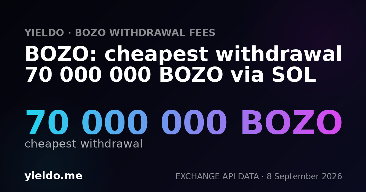 BOZO: cheapest withdrawal 70 000 000 BOZO via SOL