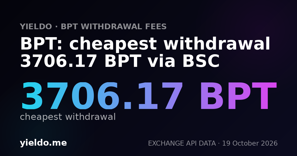 BPT: cheapest withdrawal 3706.17 BPT via BSC